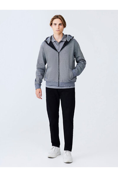 Ltb Gri Sweatshırt Fermuarlı Kapüşonlu
