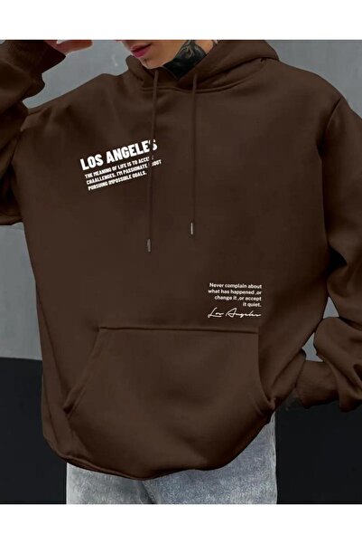 caddekombin Never Losangeles Hanorac cu glugă cu 2 fire, cu imprimeu pe parte...