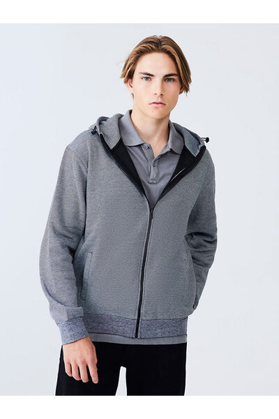 Ltb Gri Sweatshırt Fermuarlı Kapüşonlu