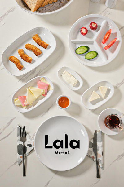 Lala Mutfak Gözde Plate Set (6 People, 36 Pieces - Fashionable and Durable Breakfast Set)