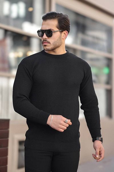 ROBERTO BORNOVA Pulover tricotat cu decolteu cu model pătrat
