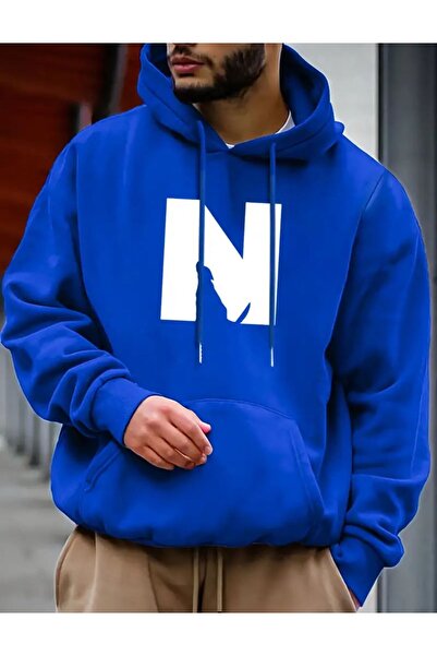 caddekombin Φούτερ με κουκούλα με μοτίβο με γράμμα N, 2 κλωστές, με τσέπες