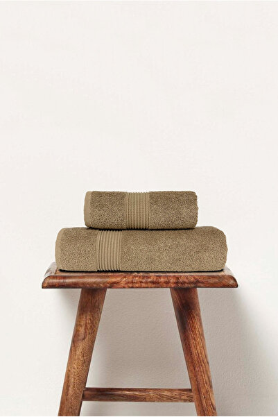 Ellaline 2-Piece Bath Towel Set 100% Cotton Certified, Body and Head Towel, 50X90 - 70X140 Brown