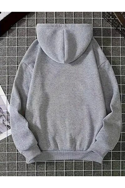 caddekombin Тъжна мечка с принт, 2-нишка, шерпа, джоб, качулка