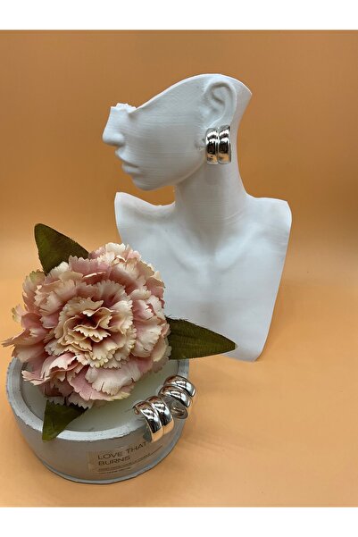 REYNA Kadın Balon Çoklu Küpe Gold / Gümüş Detay Çoklu Küpe