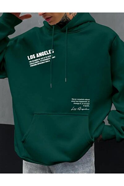 caddekombin Never Losangeles Hanorac cu glugă cu 2 fire, cu imprimeu pe parte...