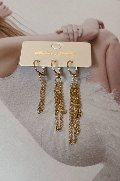 Trendy Butik Chain Model Earring Set