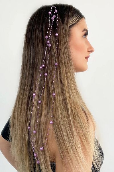 Saint Charmes Pink Color Beaded Hair Accessory