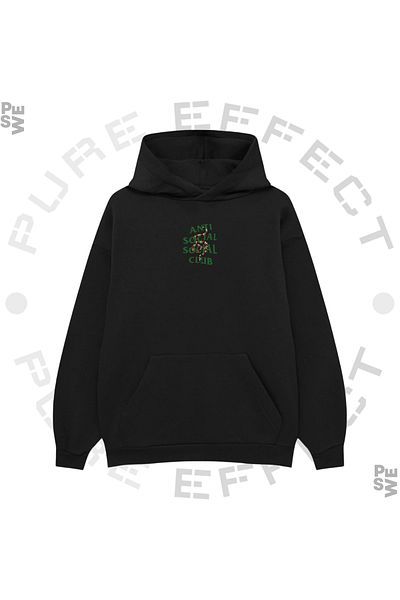 PURE EFFECT ANTI SOCIAL SOCIAL CLUB - Oversize Unisex Neses Alan 100% βαμβακερό φούτερ Hoodie - Snake printed