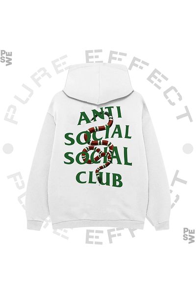 PURE EFFECT ANTI SOCIAL SOCIAL CLUB - Oversize Unisex Neses Alan 100% βαμβακερό φούτερ Hoodie - Snake printed