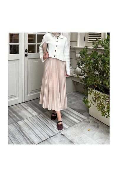 Butik İNCİ WEARS Δερμάτινη φούστα με πλισέ