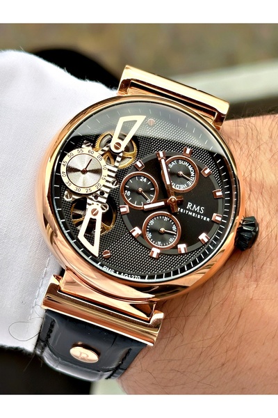 Romanson Automatic Mechanism 5 Atm Waterproof Leather Band Steel Case Men's Wristwatch 1270.05