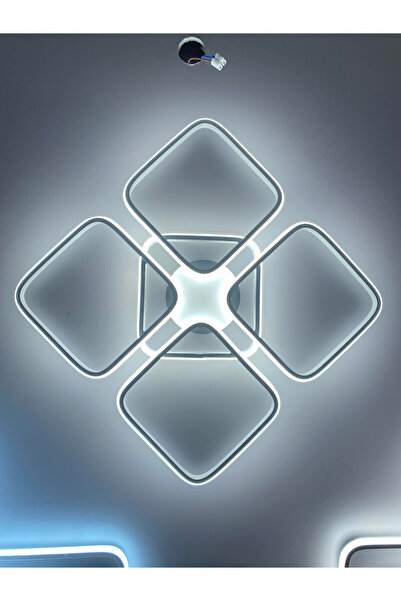 Zeya Lighting Yüksek Aydınlatmalı Kare Beyaz Tavan Plafonyer Led avize, 3 Renk Aydınlatma