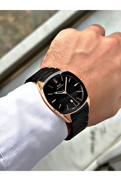 Romanson Özel Tasarım Köşeli Kadran Çelik Kordon Çelik Kasa Erkek Kol Saati 1487.04