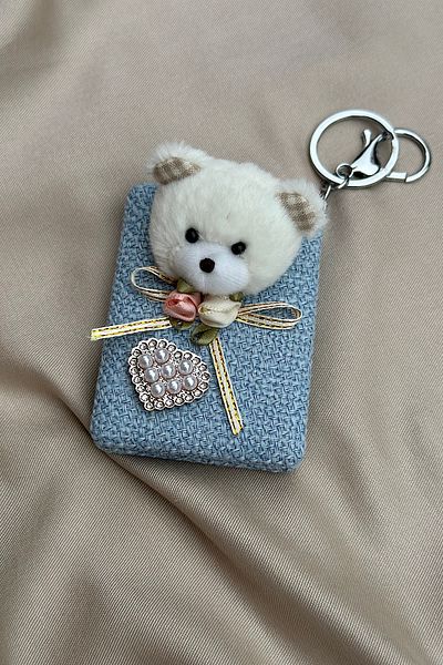 yucelique Premium Handmade Teddy Bear Mirror - Keychain and Bag Ornament (8 cm X 6 cm)