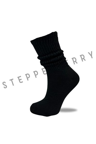 STEPPE BERRY 2 Pairs Women's Black Thin Slouchy Leggings Socks