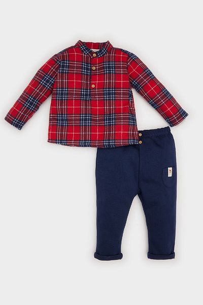 DeFacto Baby Boy New Year Printed Long Sleeve Flannel 2 Piece Suit D6509A524Wn