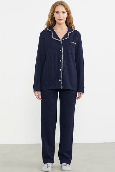 Sementa Set cămașă și pijama cu nasturi bleumarin