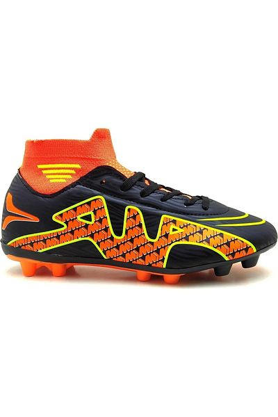 Twingo Football Cleats - Ankle, Socks, Toothed, Grass Field Rug, 360K Black Orange