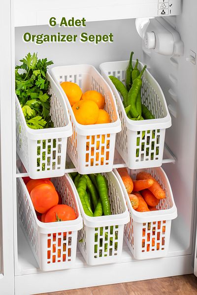 Porsima Org-22 Set of 6 Multi-Purpose Refrigerator Organizer Vegetable Fruit Organizer Organizer Basket