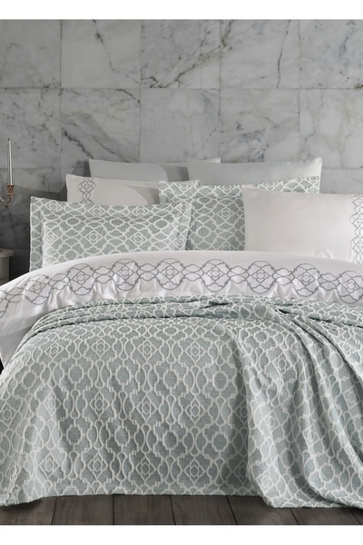 Dantela طقم سرير مطرز فيكتوريا - غطاء لحاف وجاكار مالديف