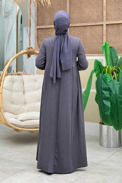 Bym Fashion Καπνιστό Πλεκτό Φόρεμα με Πλαϊνά Συρμένα - 6026
