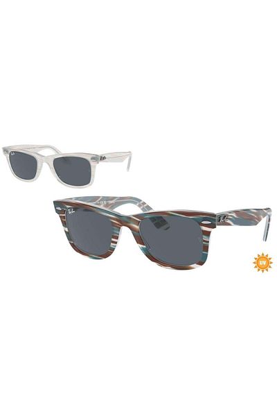 Ray-Ban Ray Ban Unisex Square Wayfarer Sunglasses- Rb 2140 - Lense Size:50mm - Photo Striped Light Blue