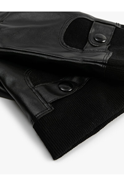 Koton Mănuși din piele artificială, cu buton rapid, căptușite cu lână