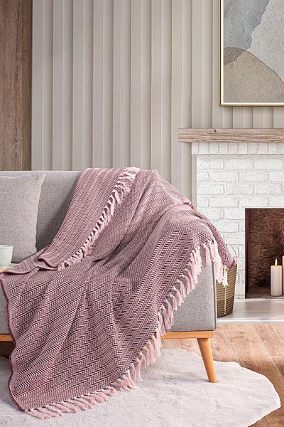 Evim Cotton Alder Colored Burgundy Sofa Shawl - 130X170 cm