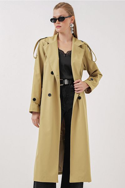 Bigdart 5941 Langer Trenchcoat mit zweireihigem Kragen – A.Khaki