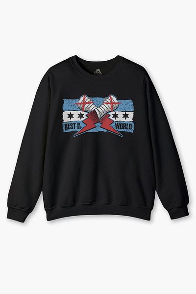 so cool Cm Punk Blue Flag Printed Black Sweatshirt - Fitness Sports Sweet