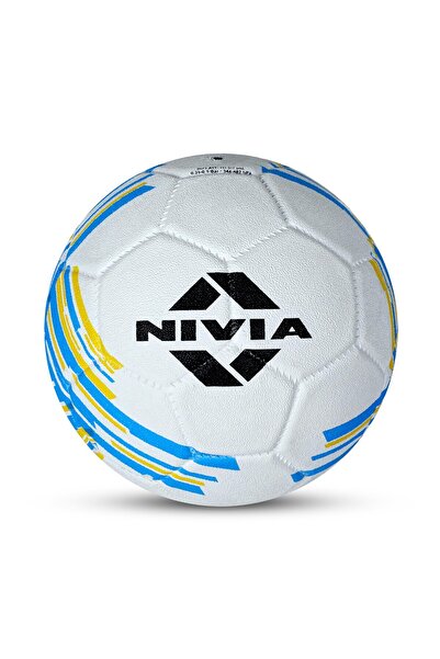 Nivia كرة قدم أرجنتينية ملونة | أبيض/أزرق | مقاس 3 | مخيطة آليًا | مقاومة للماء
