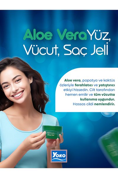 YOKO Soothing, Brightening Face, Body, Hair Gel with Aloe Vera, Chamomile and Cactus Extract