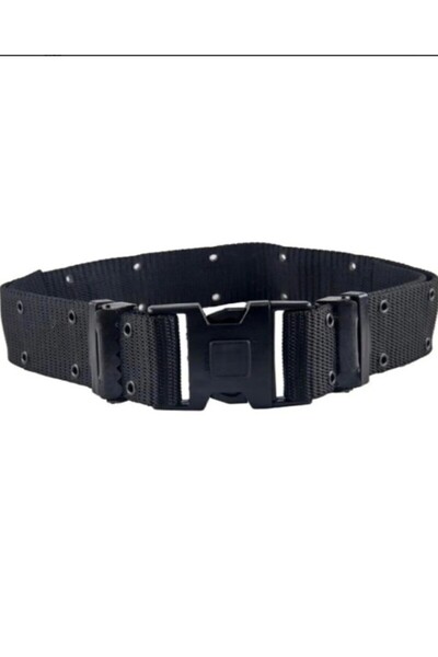 GND TEKSTİL Siyah Delikli Kilit Tokalı Ayarlı Palaska Kemer