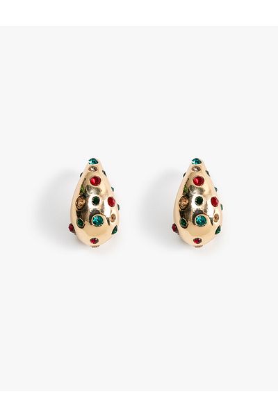 Koton Colorful Stone Detailed Drop Earrings