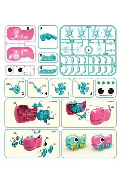 Fab N Funky Assemble Dinosaur Model Making Toy Assorted - 45 Pieces