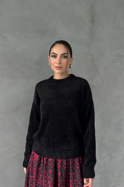 Seda Yalçın Atelier Pulover de bază Zulia negru cu gât crew