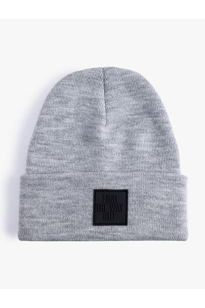 Koton Πολυεπίπεδο Beanie Slogan τυπωμένο με λεπτομέρεια ετικέτας