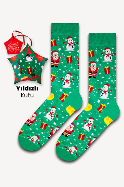 Neşeli Çoraplar Kardan Adam Yıldızlı Kutu Renkli Çorap