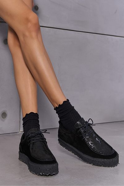 Bestyle Paris Women's Black Snake Print Real Leather Sneaker