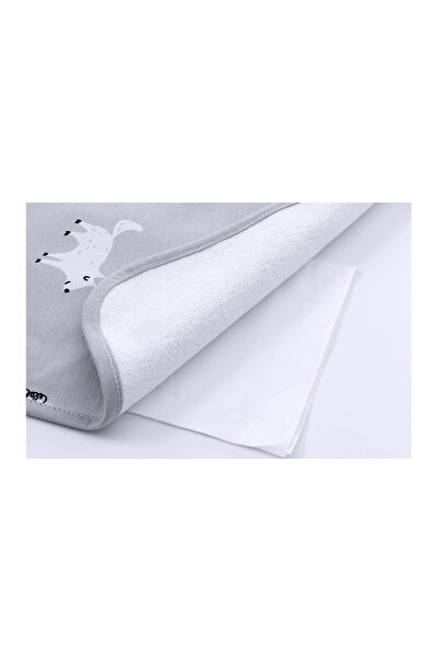 Fab N Funky Animal Print Polycotton Baby Blanket Large 110x140cm, Lightweight, Breathable - Grey