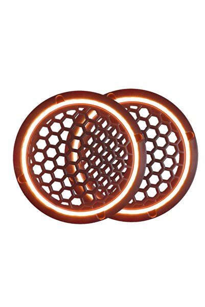 SOUNDERS Neon Işıklı 16 cm Hoparlör ve Midrange Kapağı - 2 Adet - Turuncu