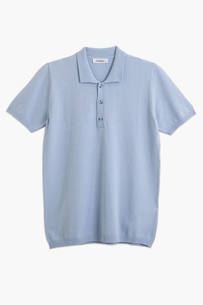 hateko Blue Polo Collar Baby Knitwear T-Shirt