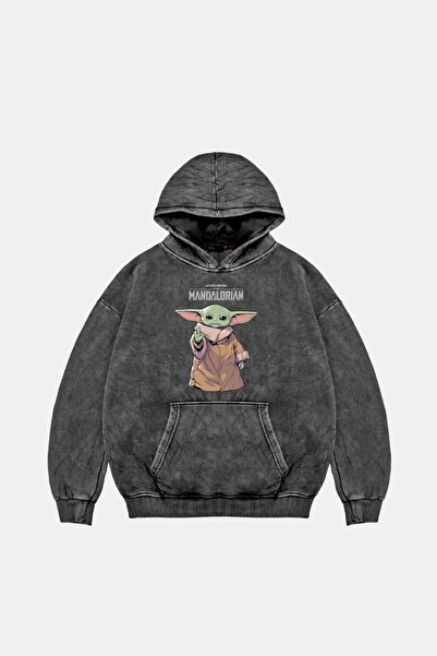 Bak Moda V2 Mandalorian Joda Štampano - Unisex Premium crna jakna sa kapuljačom