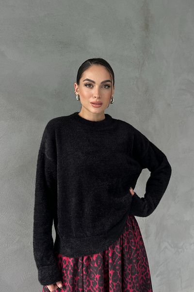 Seda Yalçın Atelier Pulover de bază Zulia negru cu gât crew