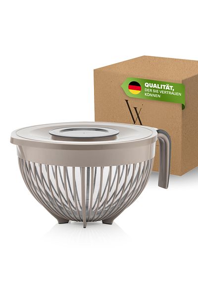 Viwares Linea Mixer mit Deckel – Beige – (3 Liter) Stilvoller und vielseitiger Küchenhelfer