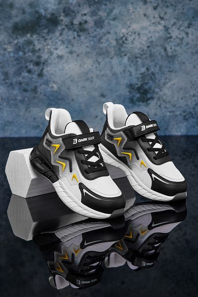 DARK SEER Weiß Schwarz Gelb Kinder Sneaker