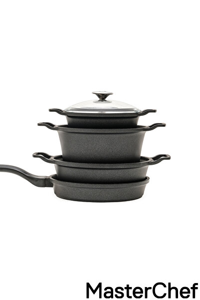 Masterchef 7 Parça Döküm Dik Kulak Tencere Seti - Dayanıklı Yanmaz Ve Yapışmaz