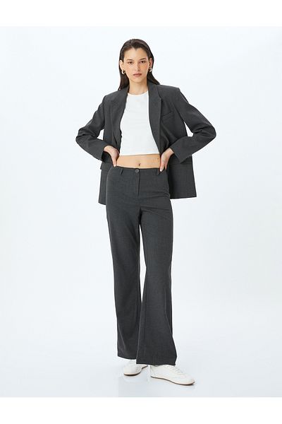 Koton Extra Long Straight Leg Fabric Trousers