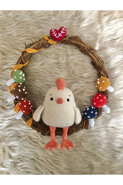 Butik Amigurumi tavuk kapı süsü